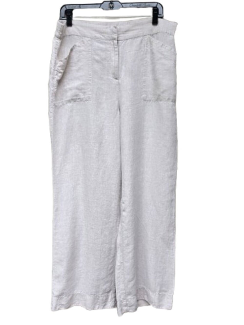 Chico's Cream Linen Pants Regular Front Pockets Faux Back Pockets 4501820684